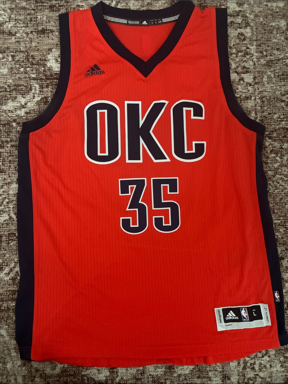Orange and Navy Blue #35 Kevin Durant OKC Jersey